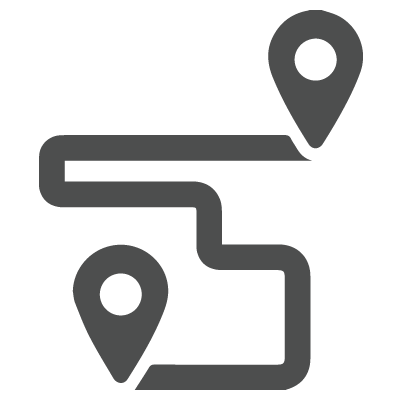 Map locations with a line between icon