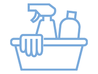 Icon of cleaning supplies representing professional cleaning and janitorial services